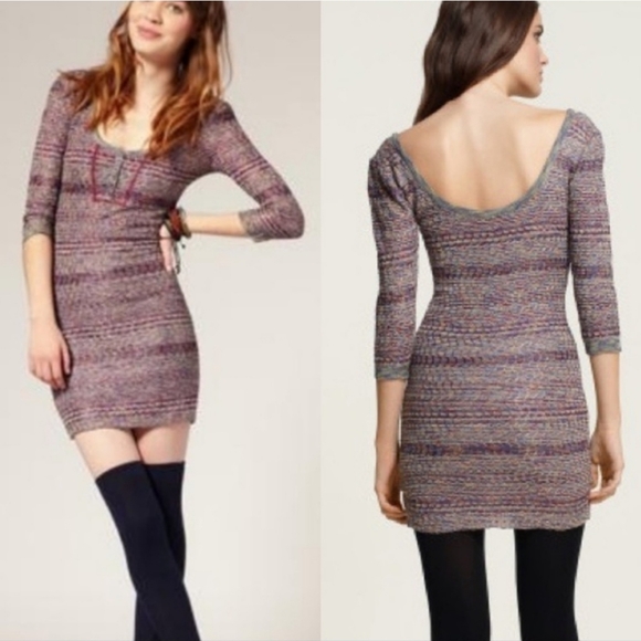 🍒FREE PEOPLE🍒 VINTAGE BODYCON MINI DRESS - Picture 4 of 8